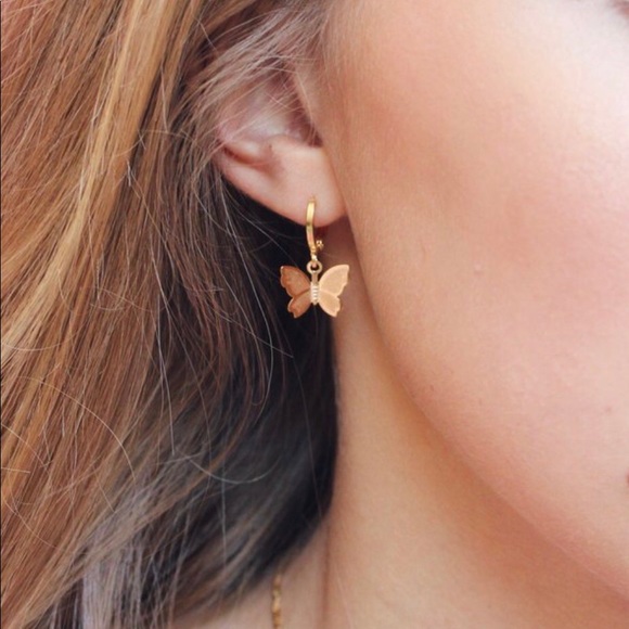 Gold Butterfly Earrings - Picture 1 of 3